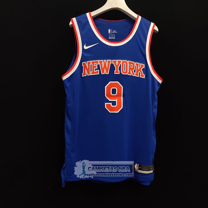 Camiseta New York Knicks RJ Barrett NO 9 Icon Autentico Azul